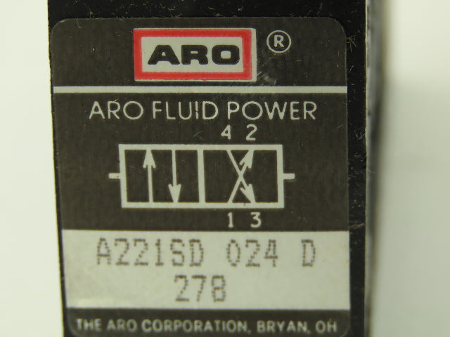 Aro A221SD 024 D 278 Pneumatic Air Solenoid Valve 5/2 5 Port 2 Pos 24VDC 48VAC