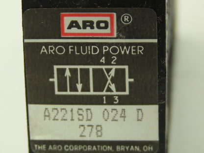 Aro A221SD 024 D 278 Pneumatic Air Solenoid Valve 5/2 5 Port 2 Pos 24VDC 48VAC