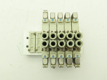 SMC 5 SMC 30-SY5320-5HZ-C8 Solenoid Valves On A Valve Block 24VDC Coils