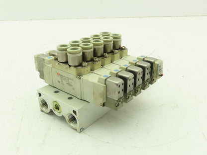 SMC 5 SMC 30-SY5320-5HZ-C8 Solenoid Valves On A Valve Block 24VDC Coils