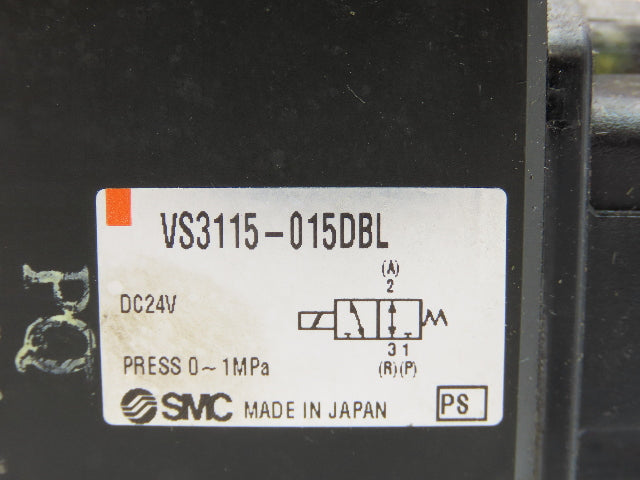 SMC VS3115-015DBL LOT OF 5 SMC VS3115-015DBL 3-Port Solenoid Valves 24 VDC Coil
