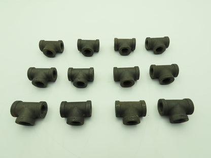 Anvil 1/2" FNPT Malleable Iron Black Pipe Fitting Tee  -Lot of 12