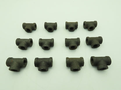 Anvil 1/2" FNPT Malleable Iron Black Pipe Fitting Tee  -Lot of 12