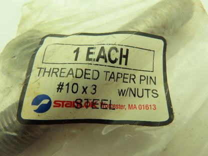 Stanlok #10 x 3" Threaded Steel Taper Pin w/Nut   -Lot of 8