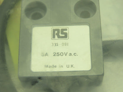 RS Components 335-081 Plunger Roller Limit Switch 5A 250VAC