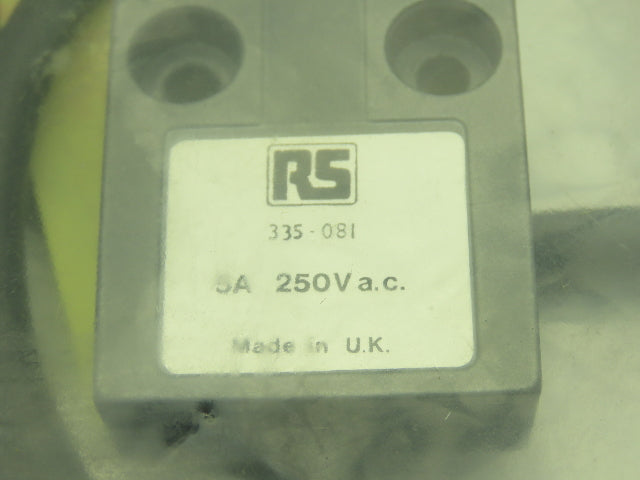 RS Components 335-081 Plunger Roller Limit Switch 5A 250VAC