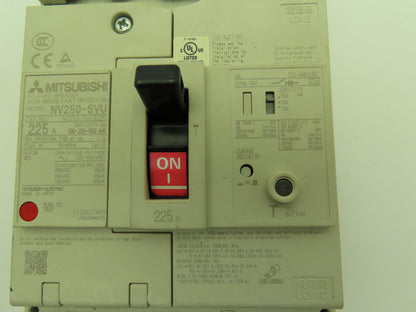 Mitsubishi Electric NV250-SVU Circuit Breaker Ground Fault 225A 3Ph 480V