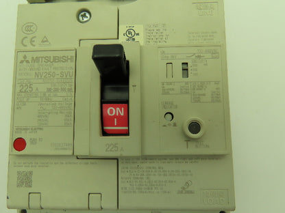 Mitsubishi Electric NV250-SVU Circuit Breaker Ground Fault 225A 3Ph 480V