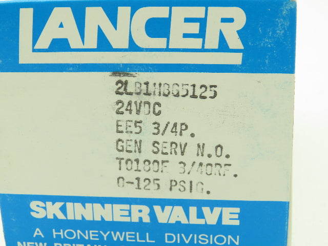 Skinner Lancer 2LB1HBG5125N Brass Solenoid Valve 2-Way NO 24VDC 125 PSI 3/4" NPT