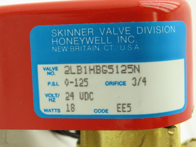 Skinner Lancer 2LB1HBG5125N Brass Solenoid Valve 2-Way NO 24VDC 125 PSI 3/4" NPT