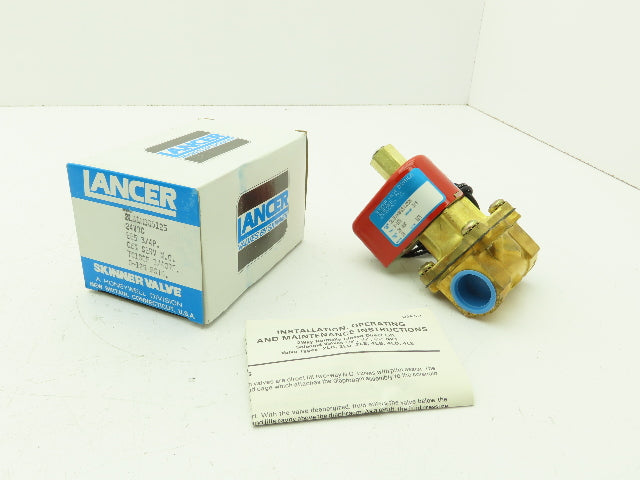 Skinner Lancer 2LB1HBG5125N Brass Solenoid Valve 2-Way NO 24VDC 125 PSI 3/4" NPT