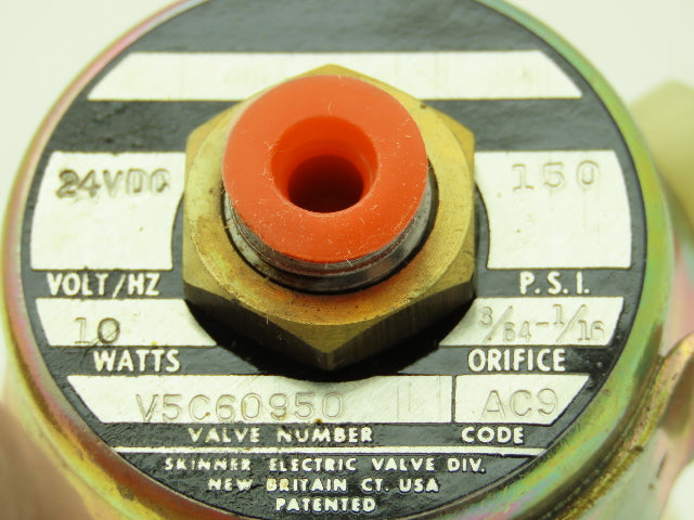 Honeywell Skinner V5C60950 Solenoid Valve 3-Way NC 24VDC 150PSI 1/4" NPT