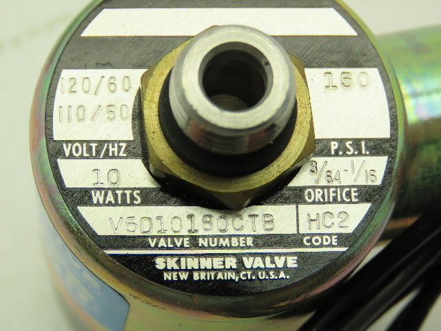 Honeywell Skinner V5D10180CTB Solenoid Valve 3-Way NC 120V 150 PSI 1/8" NPT