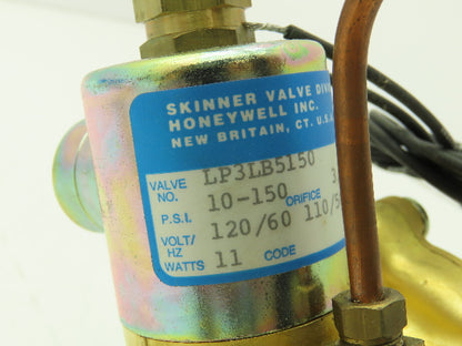 Honeywell Skinner LP3LB5150 Solenoid Valve 3-Way NC 120V NO L Series 3/4" NPT