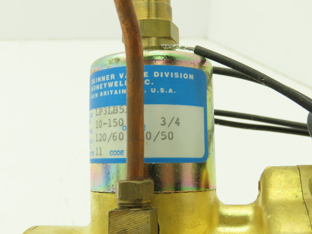 Honeywell Skinner LP3LB5150 Solenoid Valve 3-Way NC 120V NO L Series 3/4" NPT