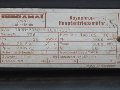Indramat 2AD 160B-B05OB1-BS01/S01 30kw 1500-6000rpm AC Induction Motor