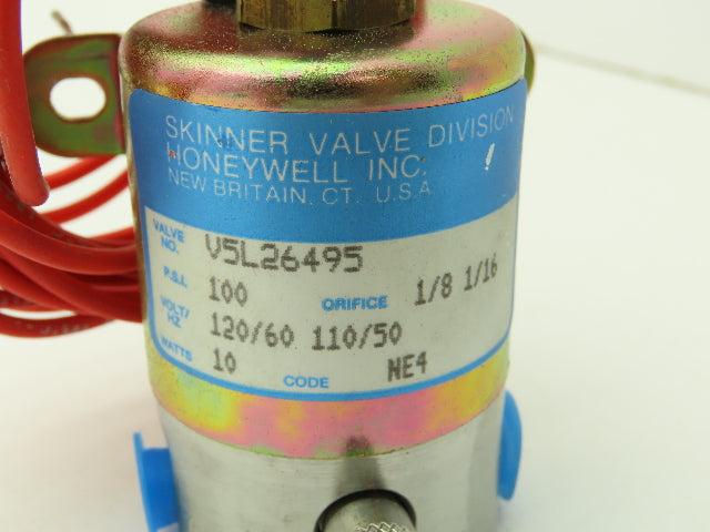 Honeywell Skinner V5L26495 Solenoid Valve 3-Way NO 120V 100 PSI 1/8" NPT Manual