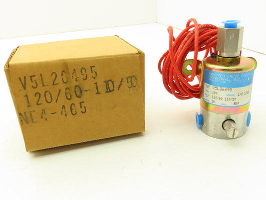 Honeywell Skinner V5L26495 Solenoid Valve 3-Way NO 120V 100 PSI 1/8" NPT Manual