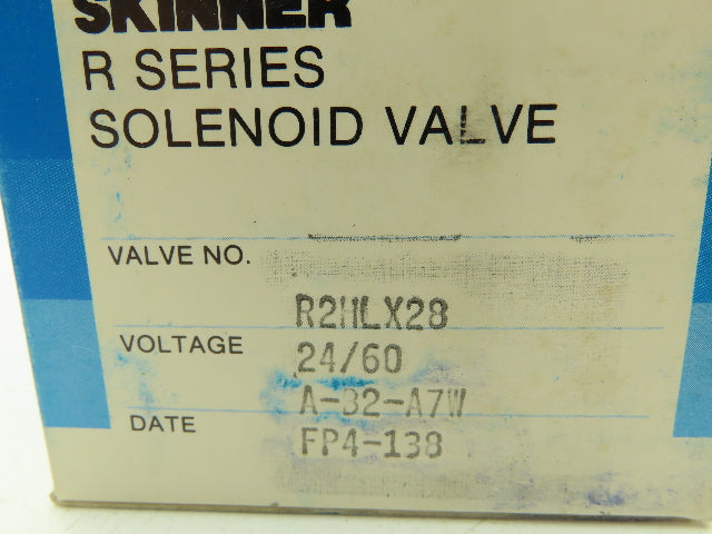 Honeywell Skinner R2HLX28 Solenoid Valve 2-Way NC 24VAC 60Hz 5-1250 PSI 1/4" NPT