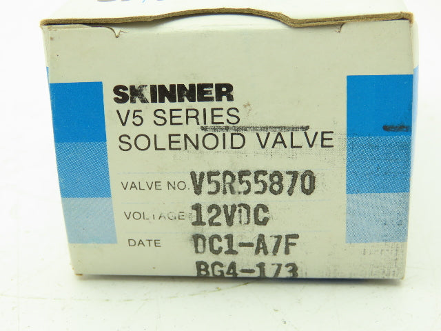 Honeywell Skinner V5R55870 Solenoid Valve 3-Way NO 12VDC 135 PSI 1/8" NPT