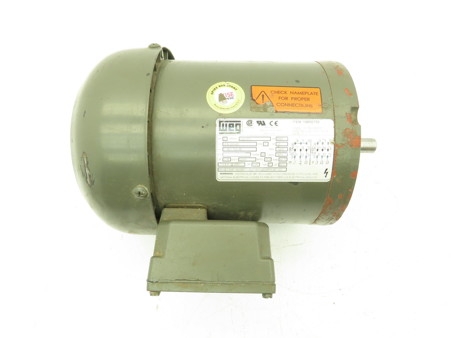Weg 5036ES3EB56C Motor .5 Hp 3470 Rpm B56C Frame 208-230/460v 3ph