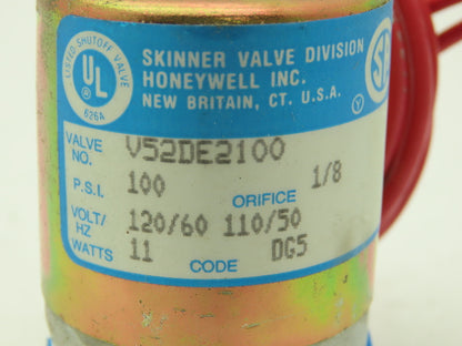 Honeywell Skinner V52DE2100 Solenoid Valve 2-Way NC 120V 100 PSI 1/8" NPT