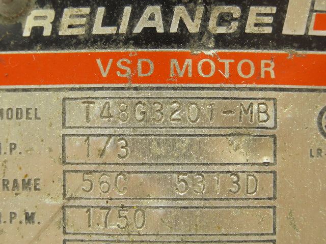Reliance T48G3201-MB 1/3 Hp, 90VDC Motor 1750 Rpm, 56C Frame