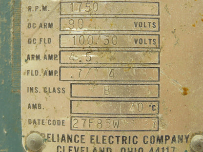 Reliance T48G3201-MB 1/3 Hp, 90VDC Motor 1750 Rpm, 56C Frame