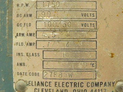Reliance T48G3201-MB 1/3 Hp, 90VDC Motor 1750 Rpm, 56C Frame