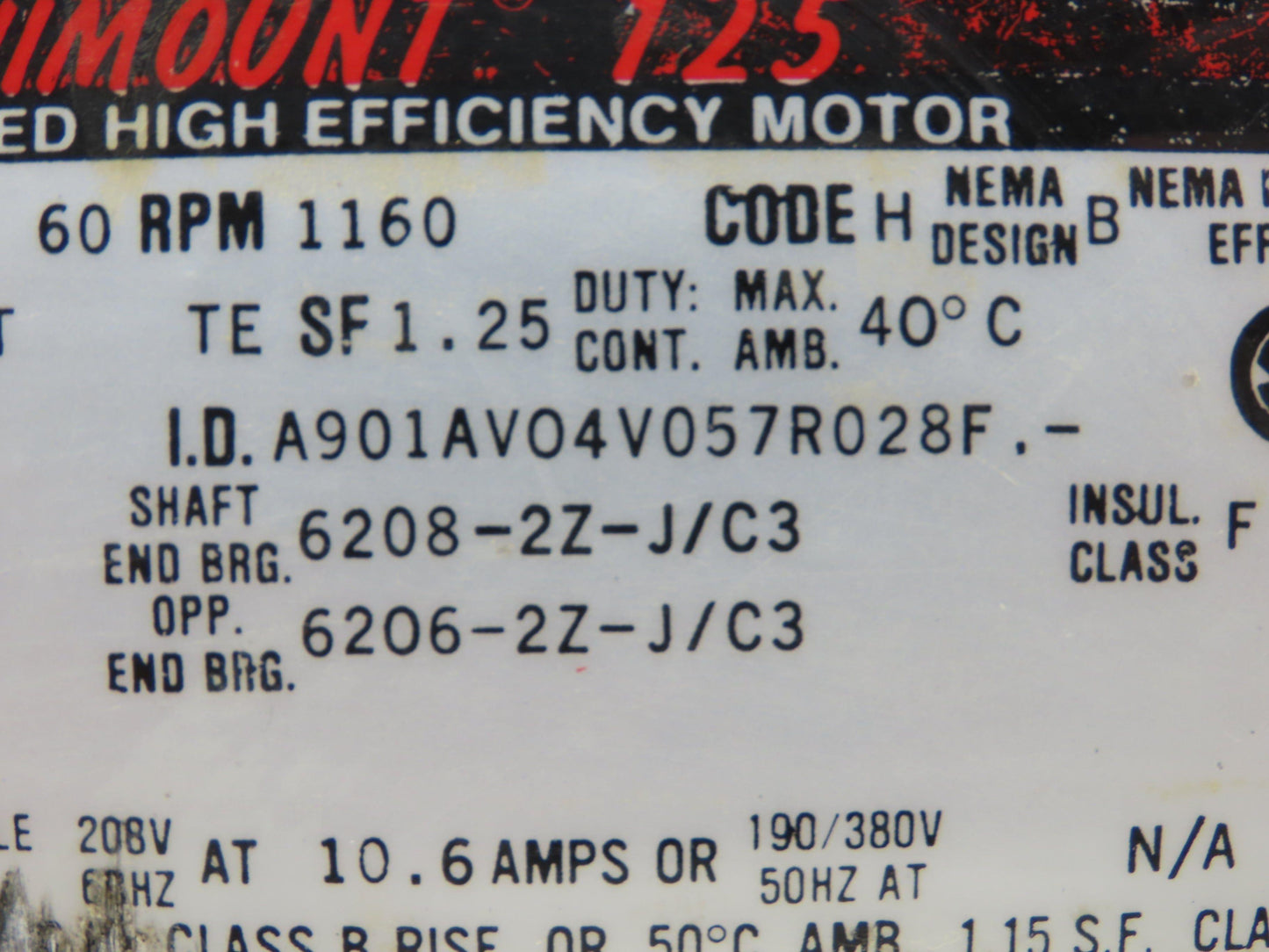 U.S. Motors A901AV04V057R028F 3 Hp Motor, 1160 Rpm, 213T Frame, 230/460v 3ph