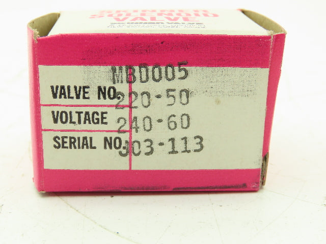 Honeywell Skinner MBD005 Micro Miniature Solenoid Air Valve 3-Way 240V 150 PSI