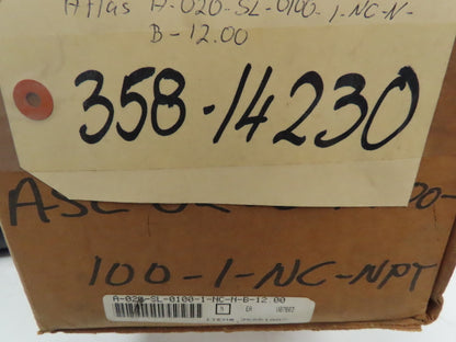 Atlas ASL Pneumatic Air Cylinder 2" Bore 12" Stroke 250 PSI Foot Mount