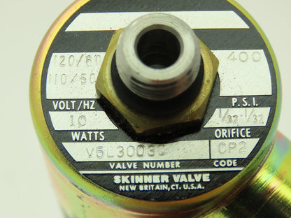 Honeywell Skinner V5L30030 Solenoid Valve 3-Way NC 120V 400 PSI 1/8" NPT