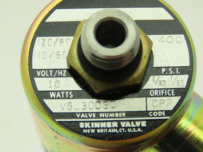 Honeywell Skinner V5L30030 Solenoid Valve 3-Way NC 120V 400 PSI 1/8" NPT