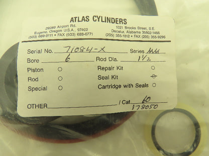 Atlas Parker Series MM Hydraulic Cylinder Seal Kit 6" Bore 1.5" Rod