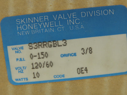 Honeywell Skinner S3RRGBL3 Directional Control Spool Valve 120V 5 Port 3 Pos 3/8