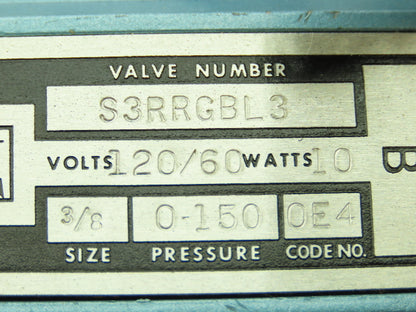 Honeywell Skinner S3RRGBL3 Directional Control Spool Valve 120V 5 Port 3 Pos 3/8