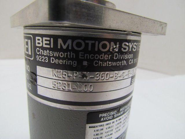 BEI Motion Systems K25-P-H-360-B-C-E-1.2 Rotary Encoder w/o No. 5231-000