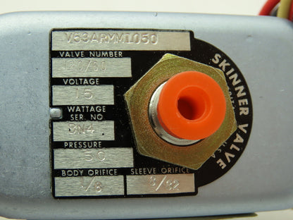 Honeywell Skinner V53ARMM1050 Solenoid Valve 3-Way NC 120V 50PSI 1/8NPT Latching