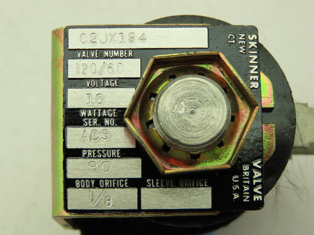 Honeywell Skinner C2JX194 Brass Solenoid Valve 2-Way NC 120V 90 PSI 1/8" NPT