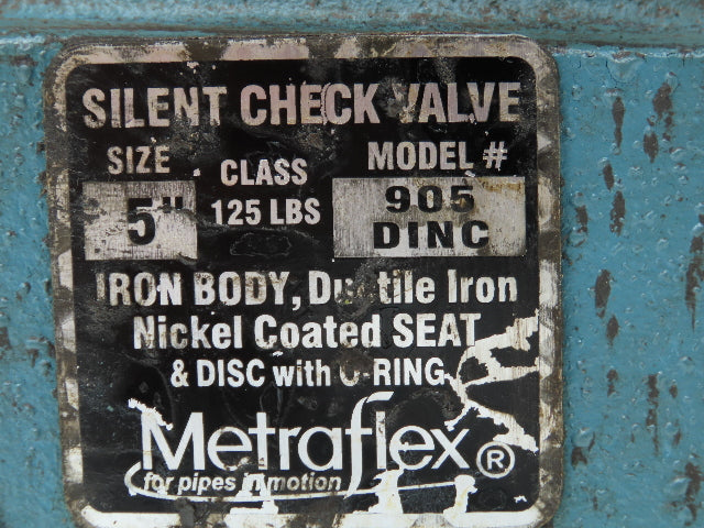 Metraflex 905 DINC Silent Check Valve Size 5" Pipe 125lb Flg Ductile Iron