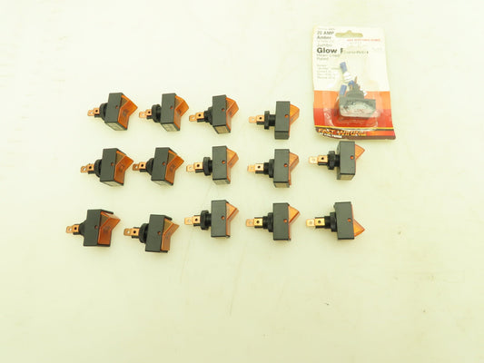 Calterm Illuminated Amber Light Jumbo Glow Rocker Switch 12VDC 20A  -Lot of 15