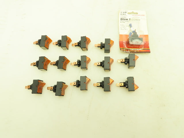 Calterm Illuminated Amber Light Jumbo Glow Rocker Switch 12VDC 20A  -Lot of 15