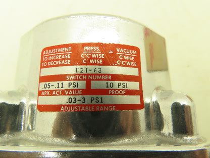 Barksdale Delaval C2T-A3 Diaphragm Pressure Switch .03-3 PSI Range