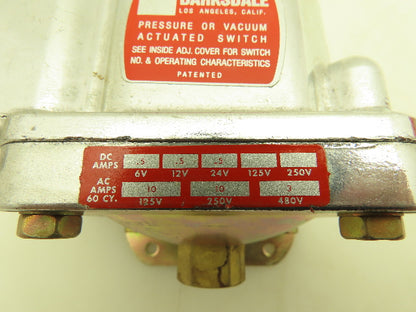 Barksdale Delaval C2T-A3 Diaphragm Pressure Switch .03-3 PSI Range