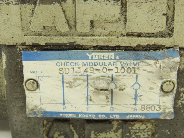 Yuken SD1149-0-1001 Hydraulic Modular CheckValve Block Vickers Directional Valve