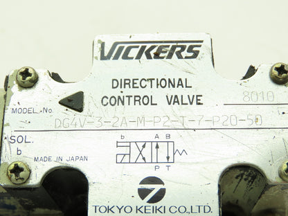 Vickers DG4V-3-2A-M-P2-T-7-P20-50 Tokyo Hydraulic Directional Control Valve