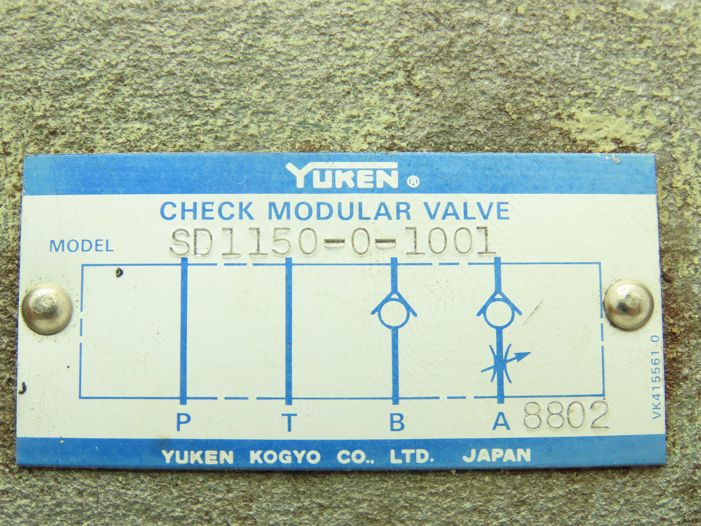 Yuken SD1150-0-1001 Kokyo Hydraulic Check Modular Valve