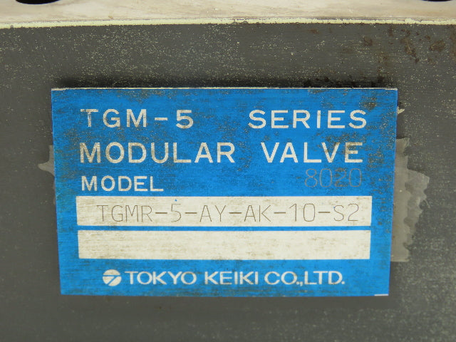 Kokyo TGMR-5-AY-AK-10-S2 Hydraulic TGM-5 Series Modular Valve