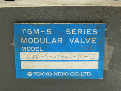 Kokyo TGMR-5-AY-AK-10-S2 Hydraulic TGM-5 Series Modular Valve